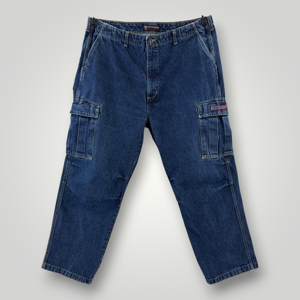 Vintage Polo Jeans Co Ralph Lauren Cell Phone Cargo Jeans Mens Size 44x35 Y2K